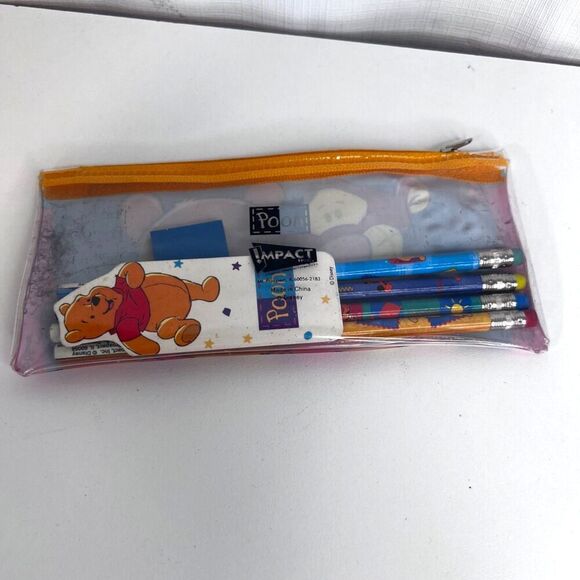 Impact Inc Pooh Bear Tigger Pencil Case Four Pencils Tigger Eraser Disney - Picture 6 of 11